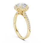 2.50 CTW Classic Pavé Halo Round Moissanite Engagement Diamond Ring with 14K White Gold