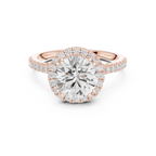 2.50 CTW Classic Pavé Halo Round Moissanite Engagement Diamond Ring with 14K White Gold
