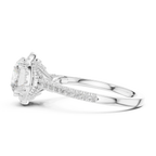 2.50 CTW Classic Pavé Halo Round Moissanite Engagement Diamond Ring with 14K White Gold