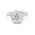 2.50 CTW Classic Pavé Halo Round Moissanite Engagement Diamond Ring with 14K White Gold