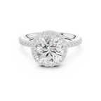 2.50 CTW Classic Pavé Halo Round Moissanite Engagement Diamond Ring with 14K White Gold