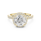 2.50 CTW Classic Pavé Halo Round Moissanite Engagement Diamond Ring with 14K White Gold