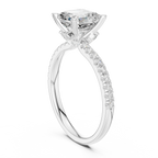 2.41 CT Asscher Cut Moissanite Petal Prong Pave Set 14K White Gold Engagement Ring