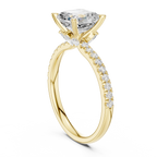 2.41 CT Asscher Cut Moissanite Petal Prong Pave Set 14K White Gold Engagement Ring