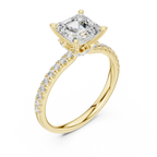 2.41 CT Asscher Cut Moissanite Petal Prong Pave Set 14K White Gold Engagement Ring