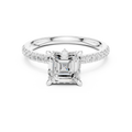 2.41 CT Asscher Cut Moissanite Petal Prong Pave Set 14K White Gold Engagement Ring