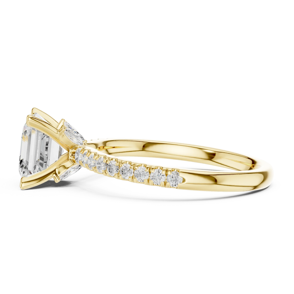 2.41 CT Asscher Cut Moissanite Petal Prong Pave Set 14K White Gold Engagement Ring