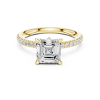 2.41 CT Asscher Cut Moissanite Petal Prong Pave Set 14K White Gold Engagement Ring