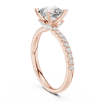 2.41 CT Cushion Cut Moissanite Petal Prong Pave Set 14K White Gold Engagement Ring