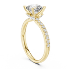 2.41 CT Cushion Cut Moissanite Petal Prong Pave Set 14K White Gold Engagement Ring