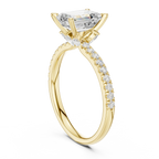 2.41 CT Emerald Cut Moissanite Petal Prong Pave Set 14K White Gold Engagement Ring