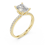 2.41 CT Emerald Cut Moissanite Petal Prong Pave Set 14K White Gold Engagement Ring