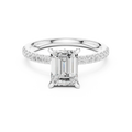 2.41 CT Emerald Cut Moissanite Petal Prong Pave Set 14K White Gold Engagement Ring