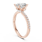 2.41 CT Oval Cut Moissanite Petal Prong Pave Set 14K White Gold Engagement Ring
