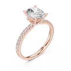 2.41 CT Oval Cut Moissanite Petal Prong Pave Set 14K White Gold Engagement Ring