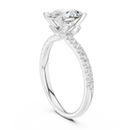 2.41 CT Oval Cut Moissanite Petal Prong Pave Set 14K White Gold Engagement Ring