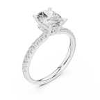 2.41 CT Oval Cut Moissanite Petal Prong Pave Set 14K White Gold Engagement Ring