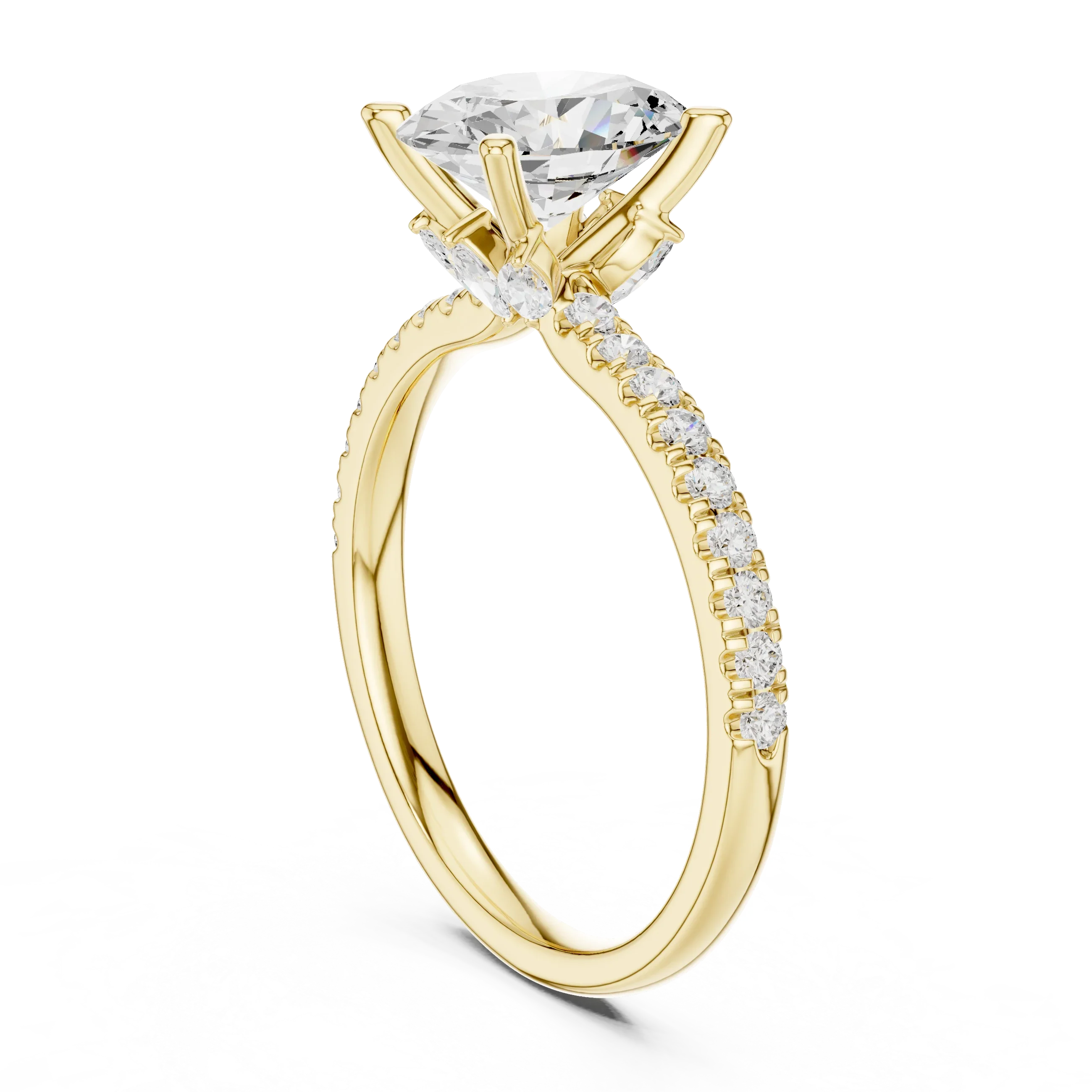 2.41 CT Oval Cut Moissanite Petal Prong Pave Set 14K White Gold Engagement Ring