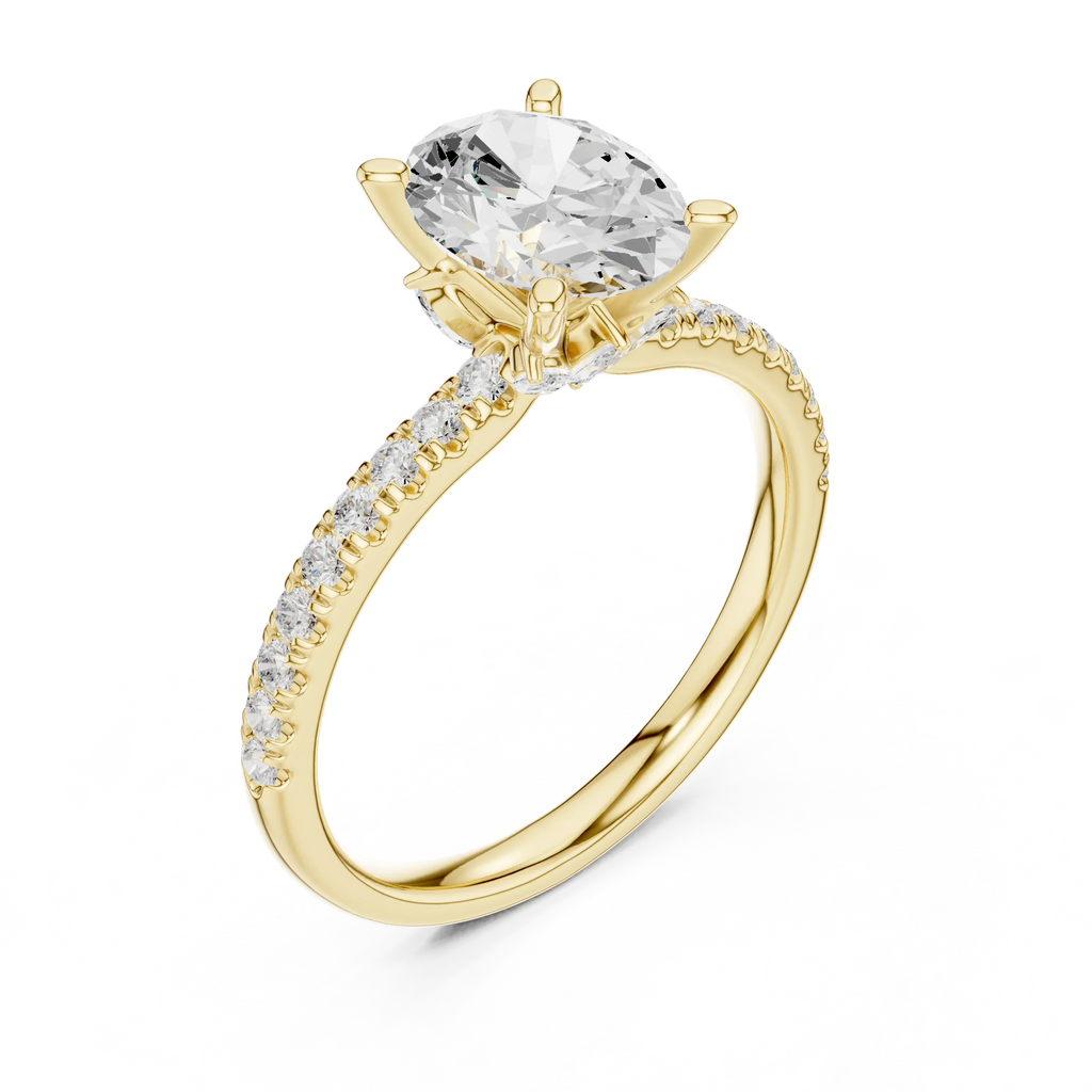 2.41 CT Oval Cut Moissanite Petal Prong Pave Set 14K White Gold Engagement Ring