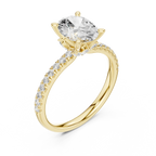 2.41 CT Oval Cut Moissanite Petal Prong Pave Set 14K White Gold Engagement Ring