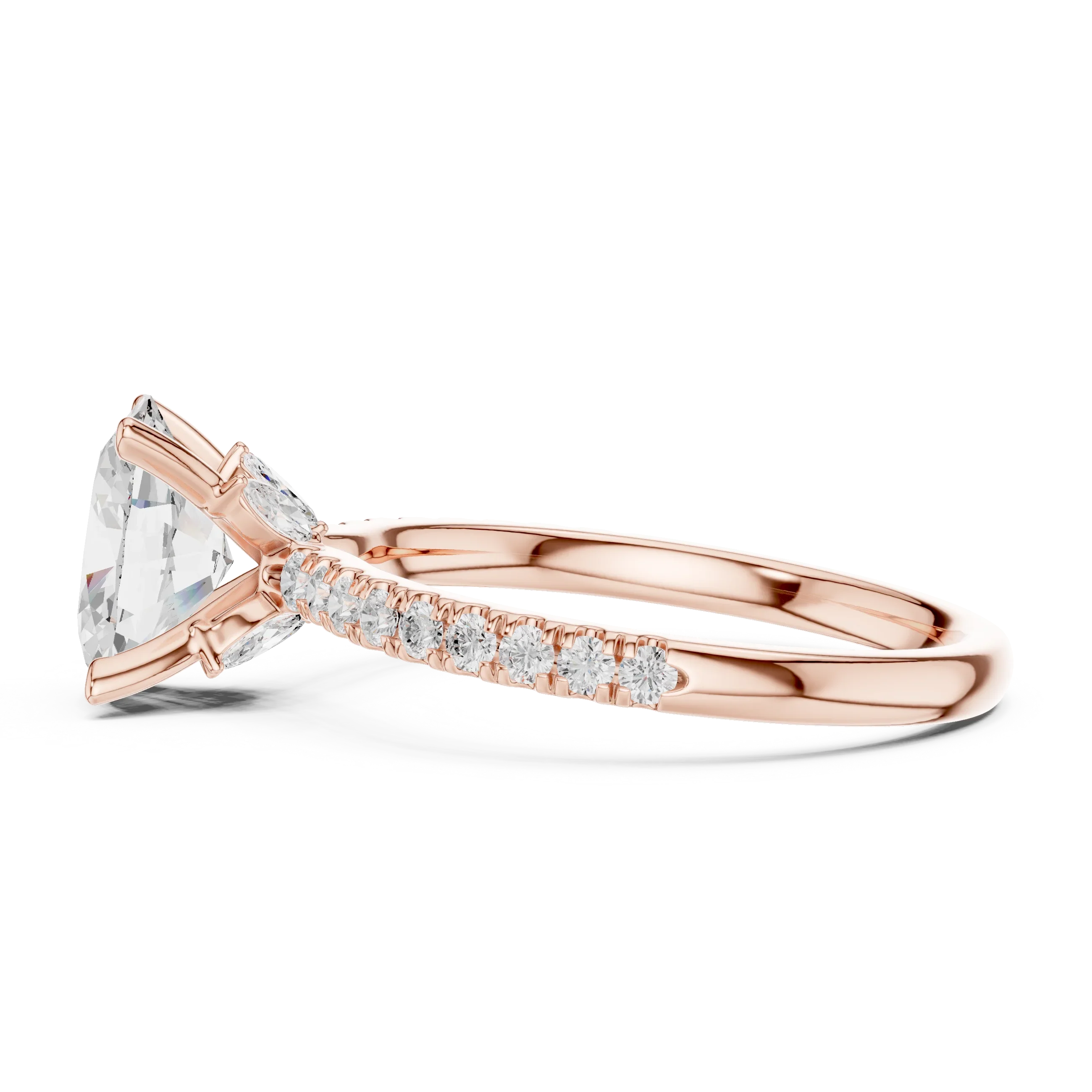 2.41 CT Oval Cut Moissanite Petal Prong Pave Set 14K White Gold Engagement Ring