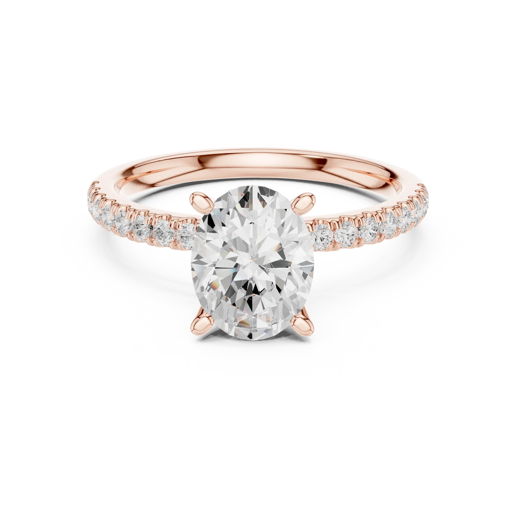 2.41 CT Oval Cut Moissanite Petal Prong Pave Set 14K White Gold Engagement Ring