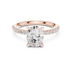 2.41 CT Oval Cut Moissanite Petal Prong Pave Set 14K White Gold Engagement Ring