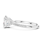 2.41 CT Oval Cut Moissanite Petal Prong Pave Set 14K White Gold Engagement Ring