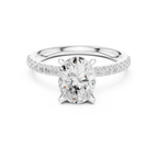 2.41 CT Oval Cut Moissanite Petal Prong Pave Set 14K White Gold Engagement Ring