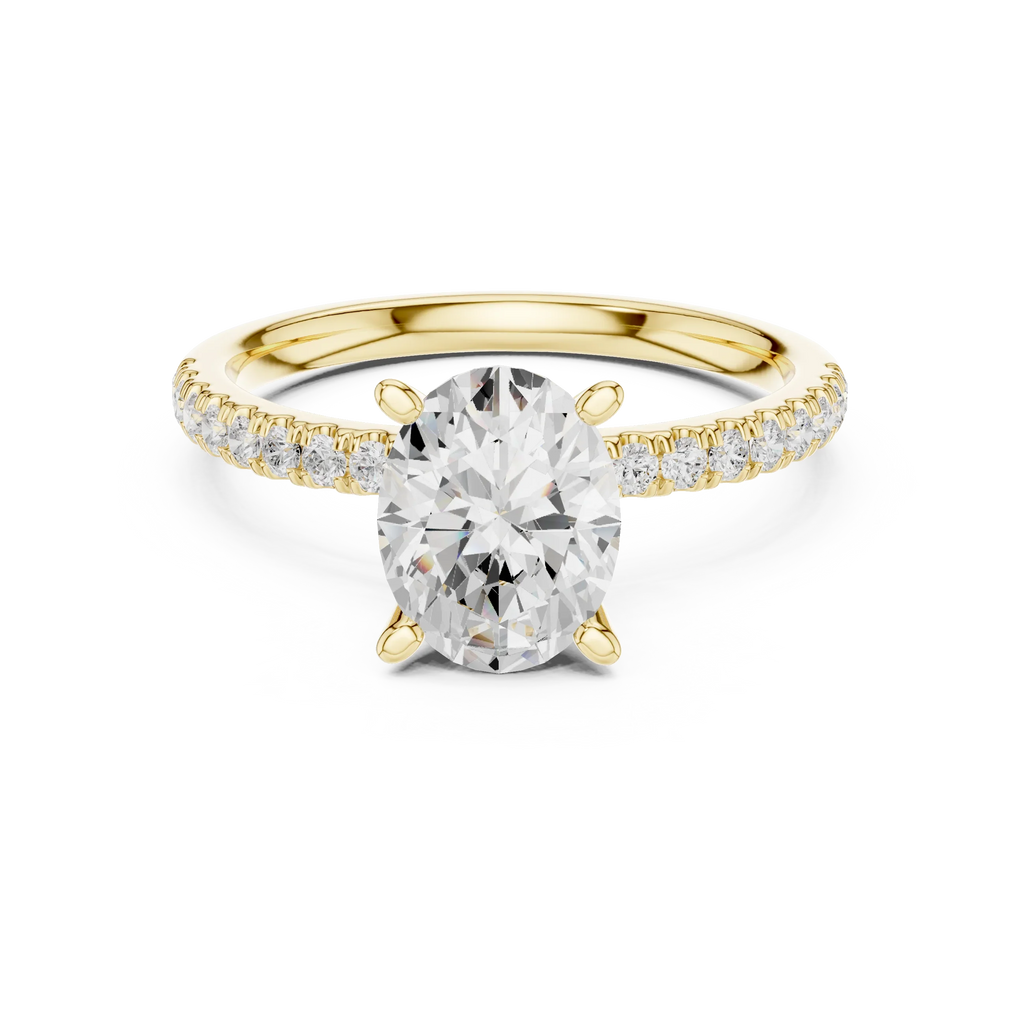 2.41 CT Oval Cut Moissanite Petal Prong Pave Set 14K White Gold Engagement Ring