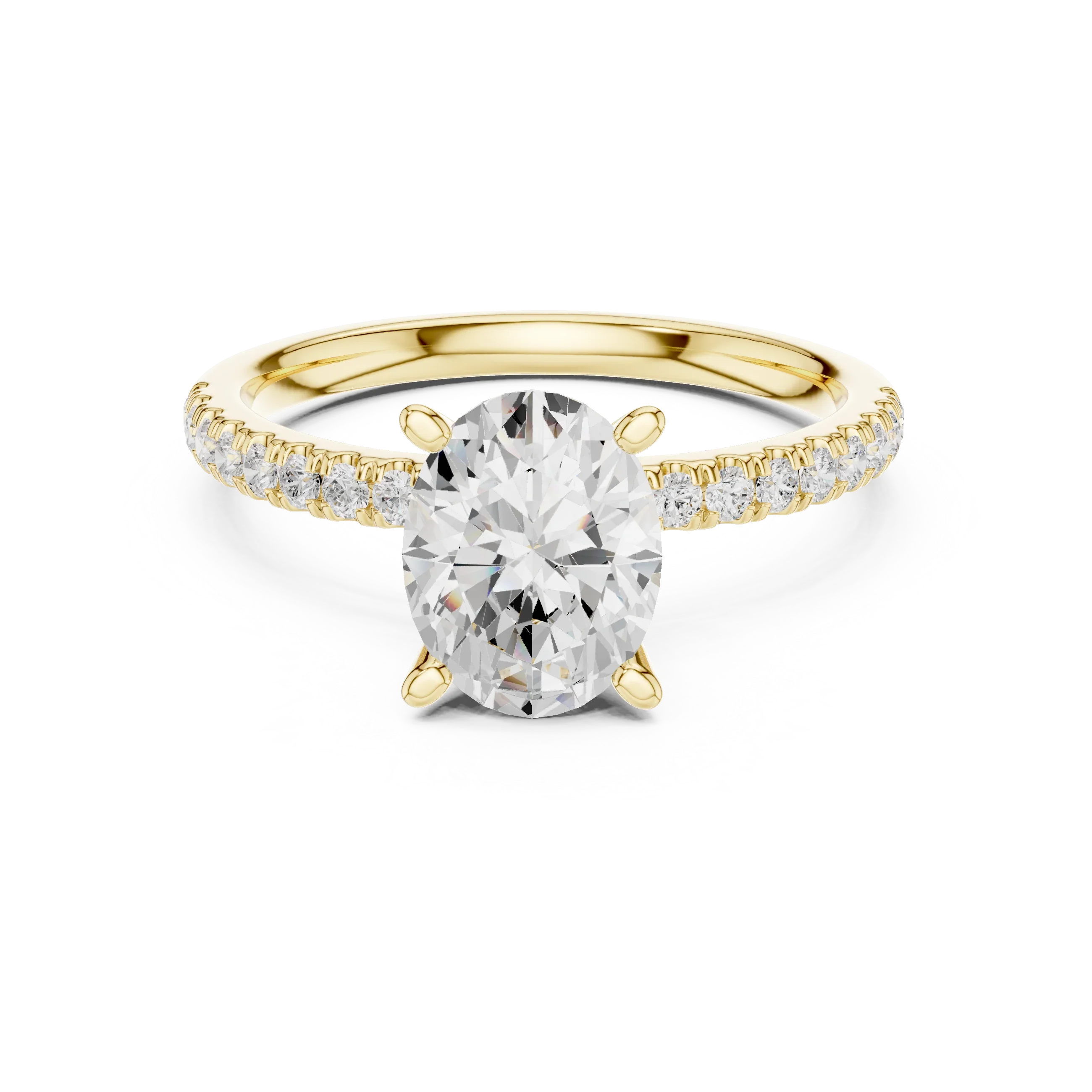 2.41 CT Oval Cut Moissanite Petal Prong Pave Set 14K White Gold Engagement Ring