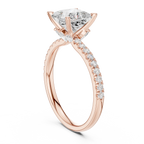 2.41 CT Princess Cut Moissanite Petal Prong Pave Set 14K White Gold Engagement Ring
