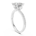 2.41 CT Princess Cut Moissanite Petal Prong Pave Set 14K White Gold Engagement Ring