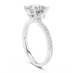 2.41 CT Princess Cut Moissanite Petal Prong Pave Set 14K White Gold Engagement Ring