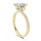 2.41 CT Princess Cut Moissanite Petal Prong Pave Set 14K White Gold Engagement Ring