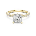 2.41 CT Princess Cut Moissanite Petal Prong Pave Set 14K White Gold Engagement Ring