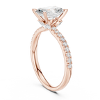 2.41 CT Radiant Cut Moissanite Petal Prong Pave Set 14K White Gold Engagement Ring