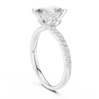2.41 CT Radiant Cut Moissanite Petal Prong Pave Set 14K White Gold Engagement Ring
