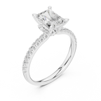 2.41 CT Radiant Cut Moissanite Petal Prong Pave Set 14K White Gold Engagement Ring