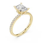 2.41 CT Radiant Cut Moissanite Petal Prong Pave Set 14K White Gold Engagement Ring
