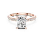 2.41 CT Radiant Cut Moissanite Petal Prong Pave Set 14K White Gold Engagement Ring