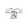 2.41 CT Radiant Cut Moissanite Petal Prong Pave Set 14K White Gold Engagement Ring