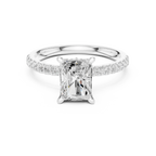 2.41 CT Radiant Cut Moissanite Petal Prong Pave Set 14K White Gold Engagement Ring