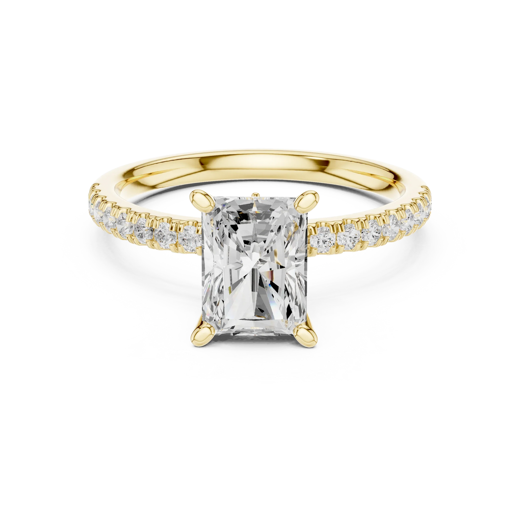 2.41 CT Radiant Cut Moissanite Petal Prong Pave Set 14K White Gold Engagement Ring