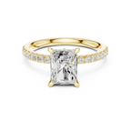 2.41 CT Radiant Cut Moissanite Petal Prong Pave Set 14K White Gold Engagement Ring