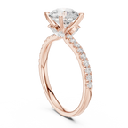 2.41 CT Round Cut Moissanite Petal Prong Pave Set 14K White Gold Engagement Ring