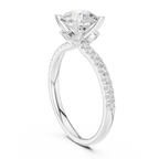 2.41 CT Round Cut Moissanite Petal Prong Pave Set 14K White Gold Engagement Ring
