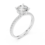 2.41 CT Round Cut Moissanite Petal Prong Pave Set 14K White Gold Engagement Ring