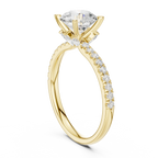 2.41 CT Round Cut Moissanite Petal Prong Pave Set 14K White Gold Engagement Ring