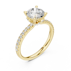 2.41 CT Round Cut Moissanite Petal Prong Pave Set 14K White Gold Engagement Ring